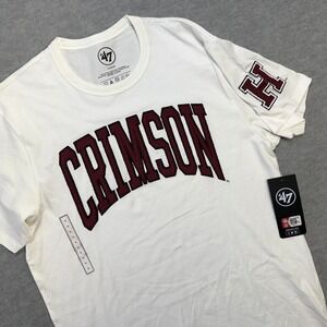 Harvard Crimson Shirt Adult Large 47 Brand T-Shirt White Patches‎ Ivy League NEW